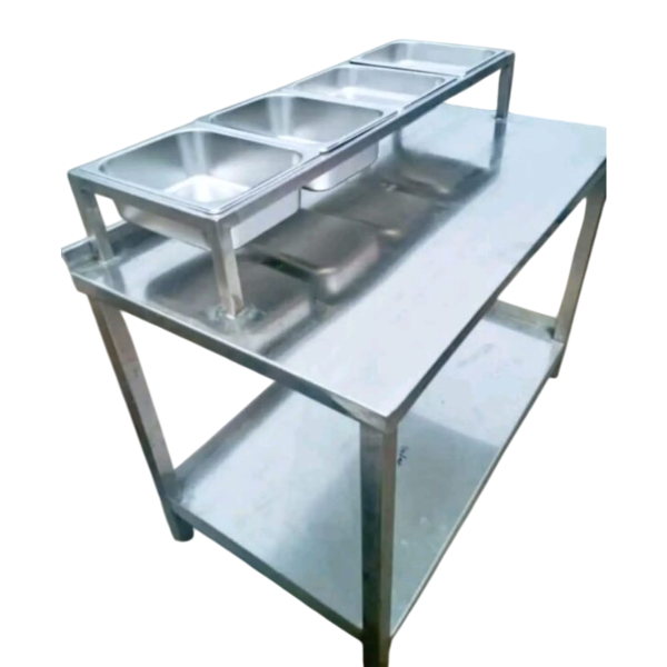 Stainless Steel Serving Table with Built-In Food Dishes | Expert ...